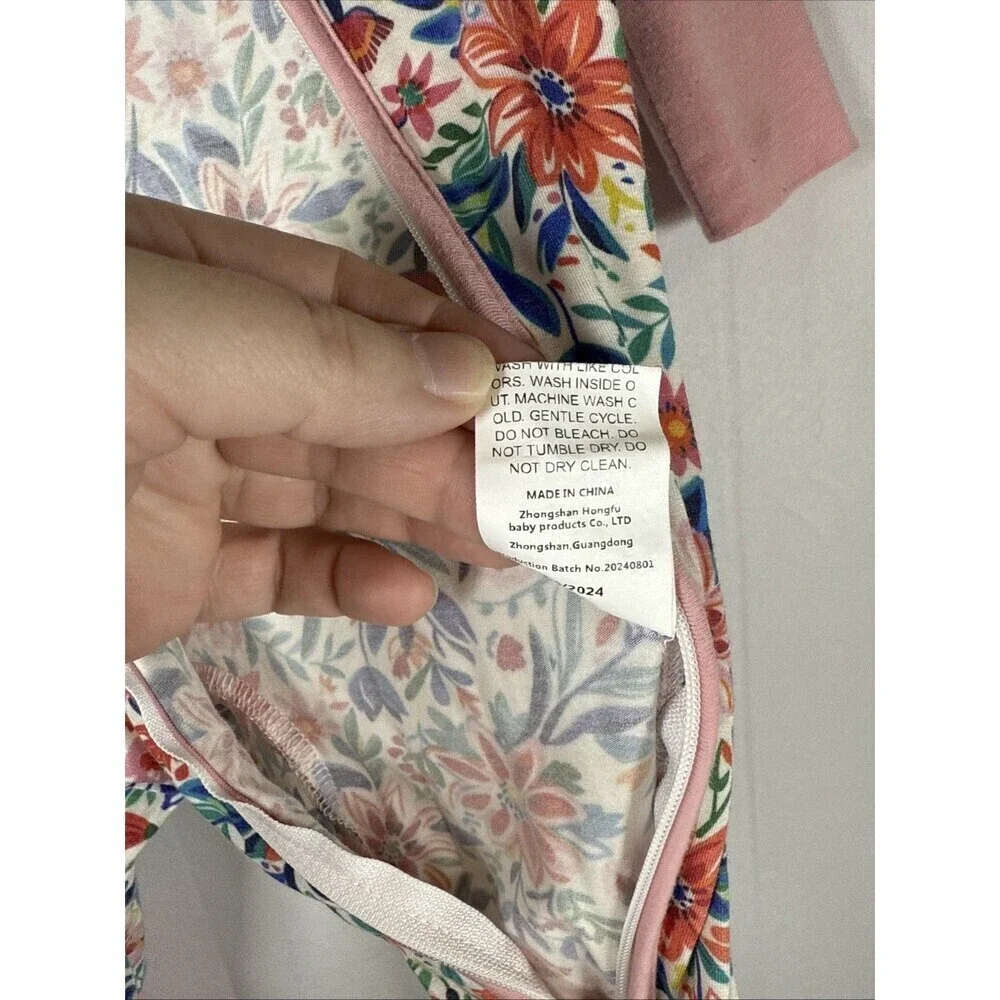 Catasy Bamboo Sleeper Pink Floral Print 0-3 M Preowned